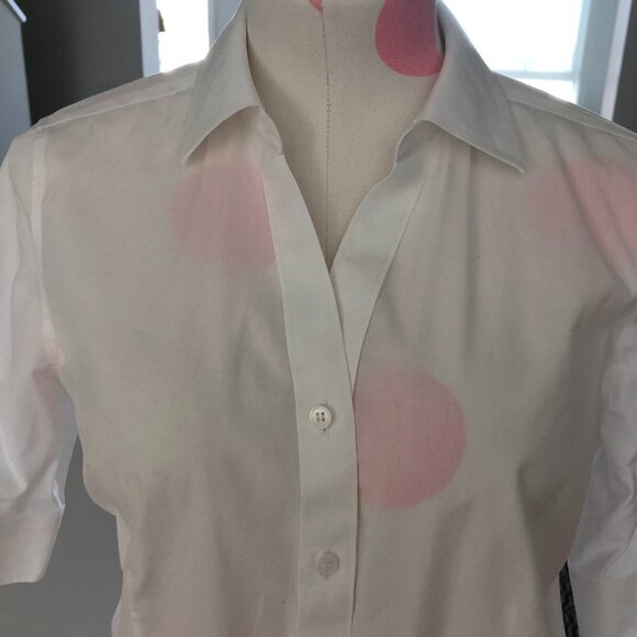 Talbots Button Down Non-Iron Fitted Cotton Shirt White Size 4 - Picture 3 of 12